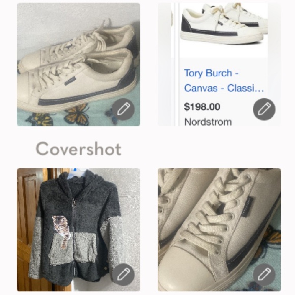Tory Burch canvas leather sneakers+💙 8M🐱loose 🔛XL-1X